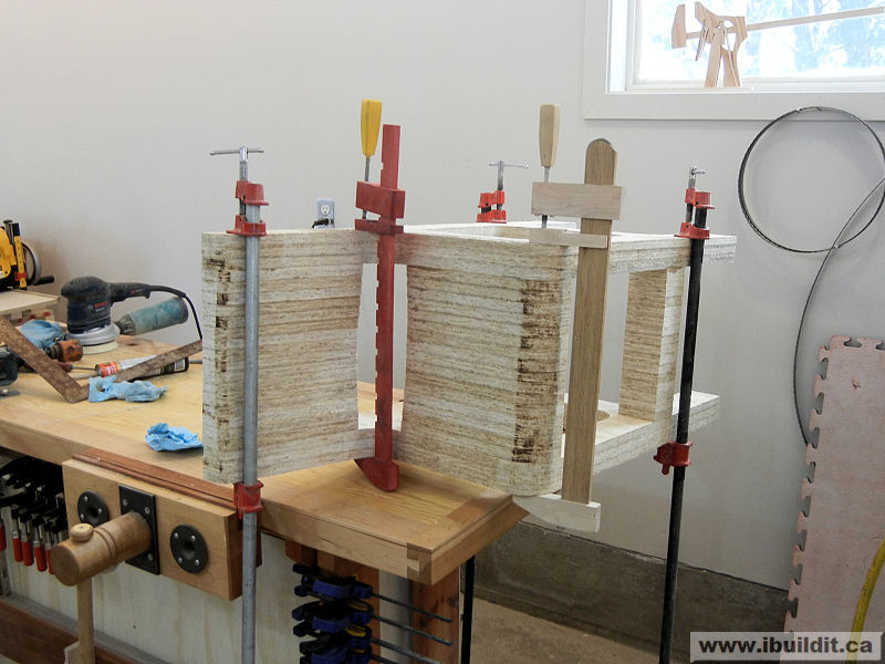 clamped assembled rough osb stool